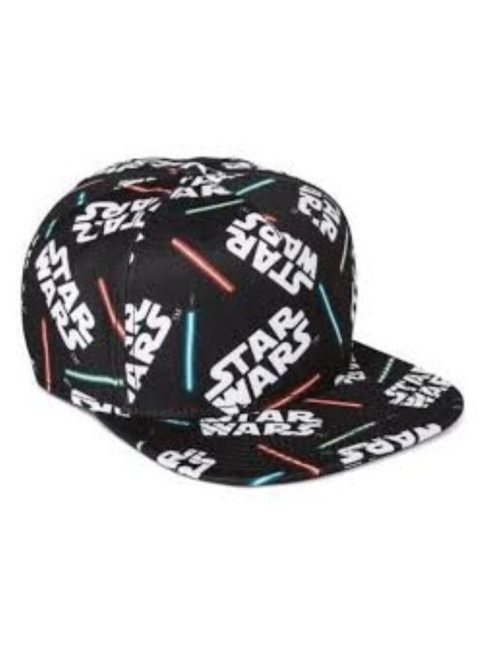 NEW Star Wars Hat All Over Print Genuine Light Sabers Logo Black Flat Brim Movie